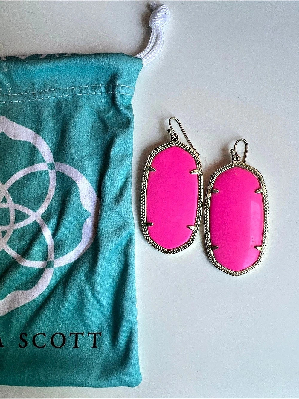 Kendra Scott Pink & Gold Drop Earrings